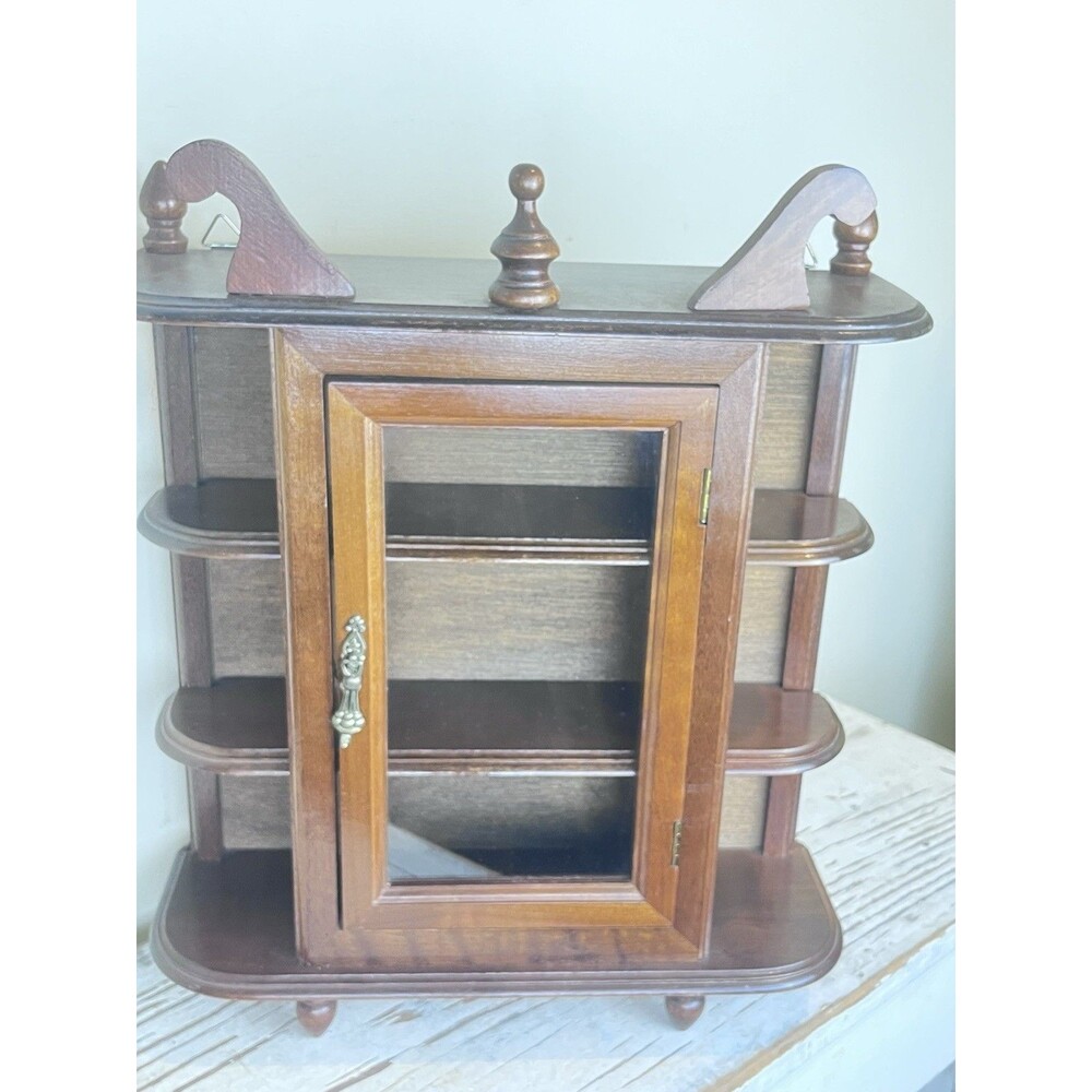 VTG Mini Curio Display Cabinet Glass Door Wall Hanging Or Free Standing Trinkets